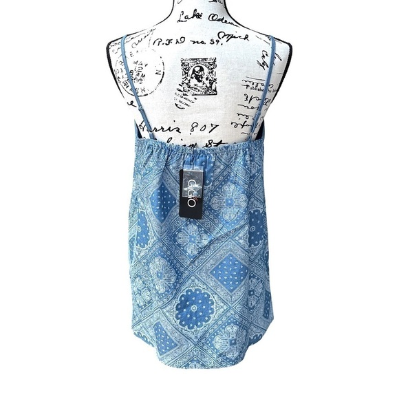GiGiO USA Pattern Print Chambray Cotton Covered Button Tank S - Picture 6 of 8